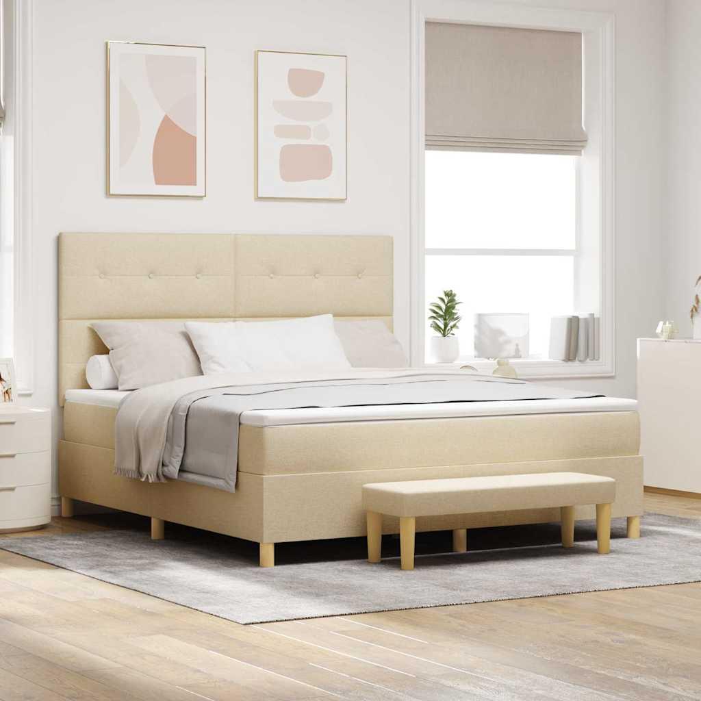 Kontinentalseng med madras Creme 180 x 200 cm Stof