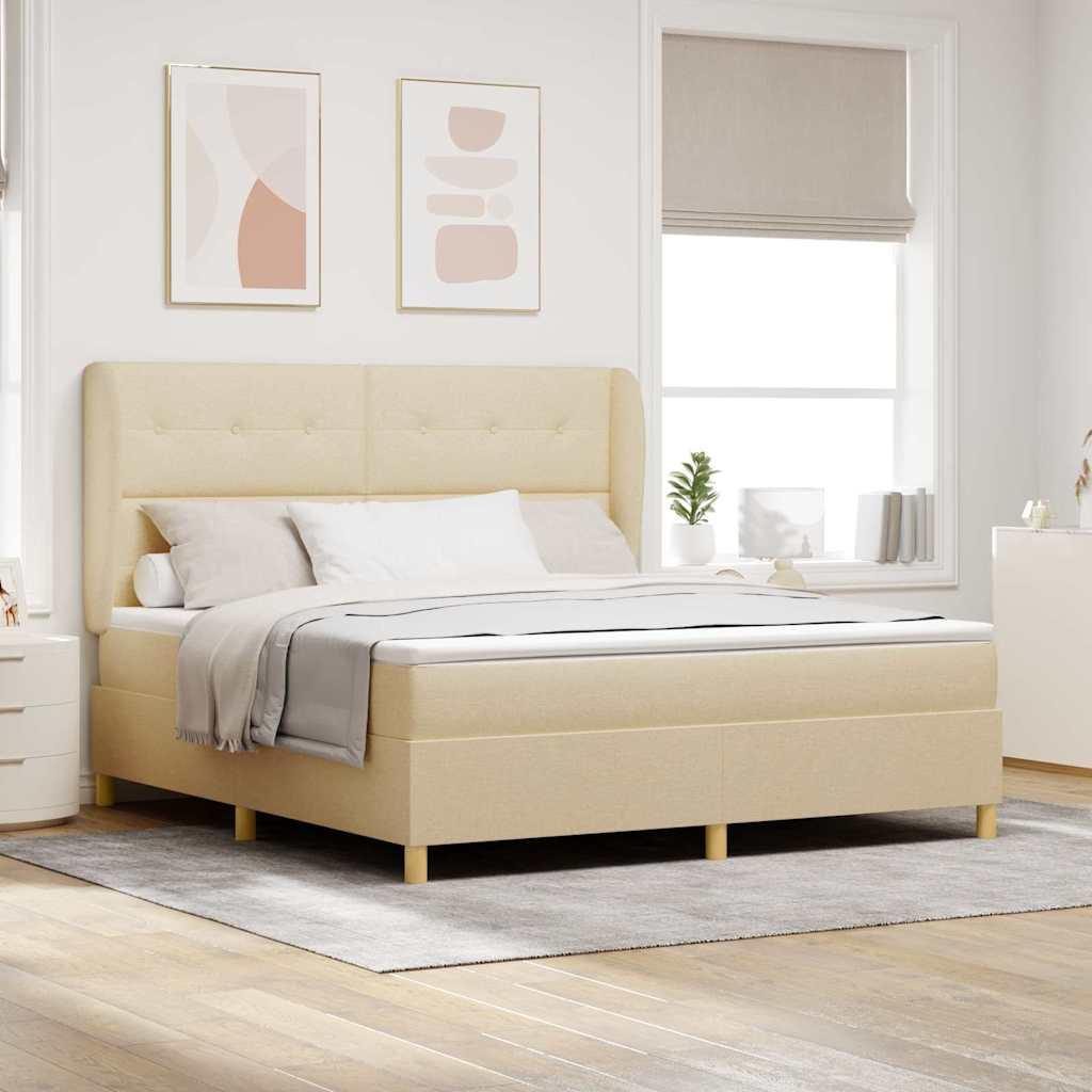 Boks-madras seng med madras Mørkegrå 90x190 cm Stof Creme Stof