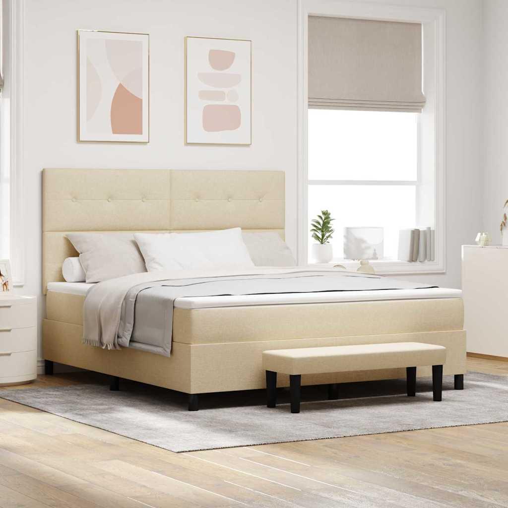 Kontinentalseng med madras Creme 180 x 200 cm Stof