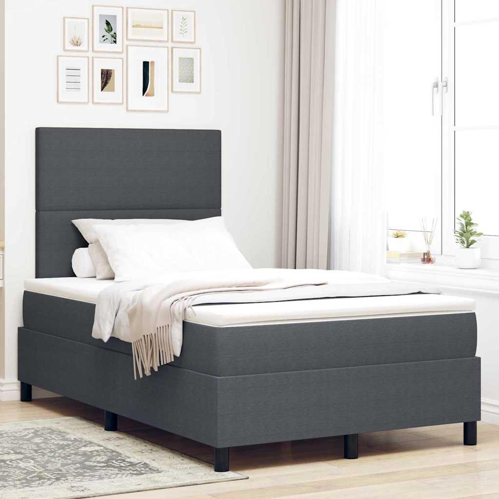 Box spring seng Mørkegrå og Hvid 120 x 190 cm Velourstof