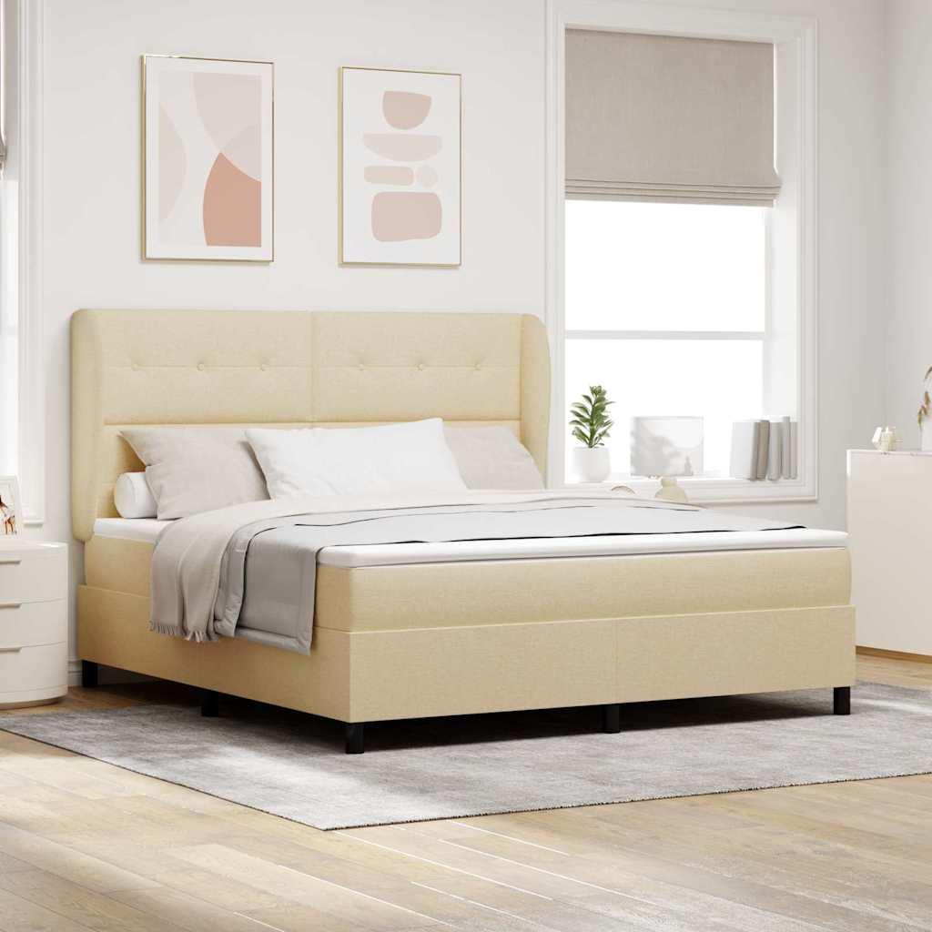 Kontinentalseng med madras Creme 180 x 200 cm Stof
