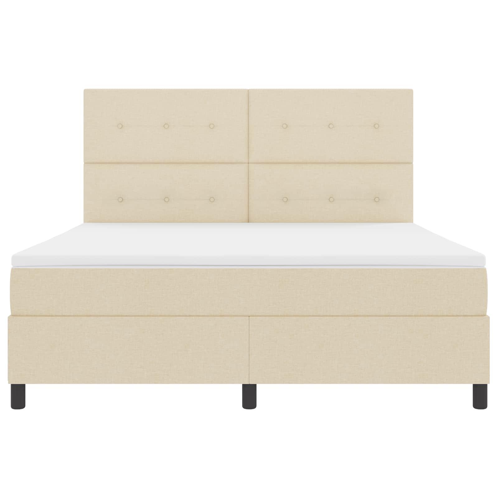 Box Spring Seng Med Madras Lysegrå 80 X 200 Cm Stof - Creme / 180 x 200 cm / Knap tuftet