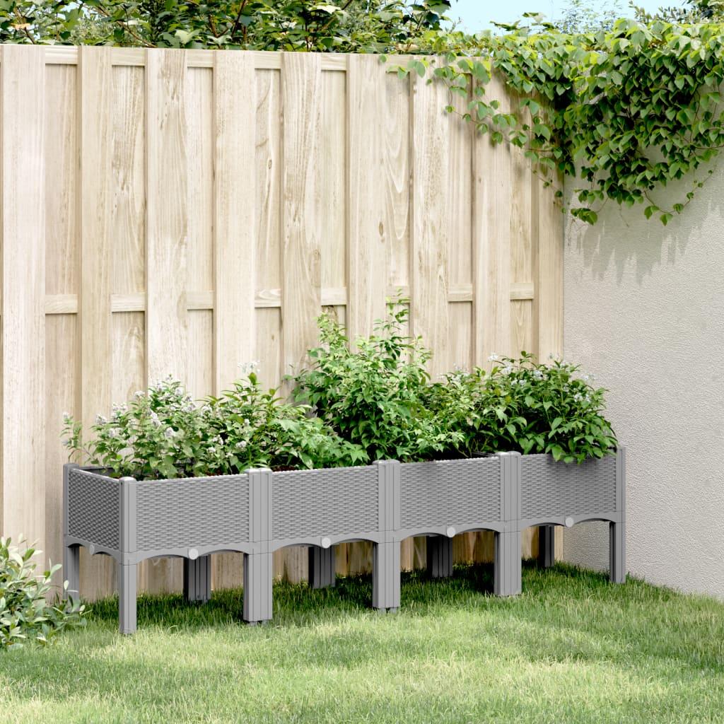 Plantekasse med ben 160x40x42 cm PP lysegrå