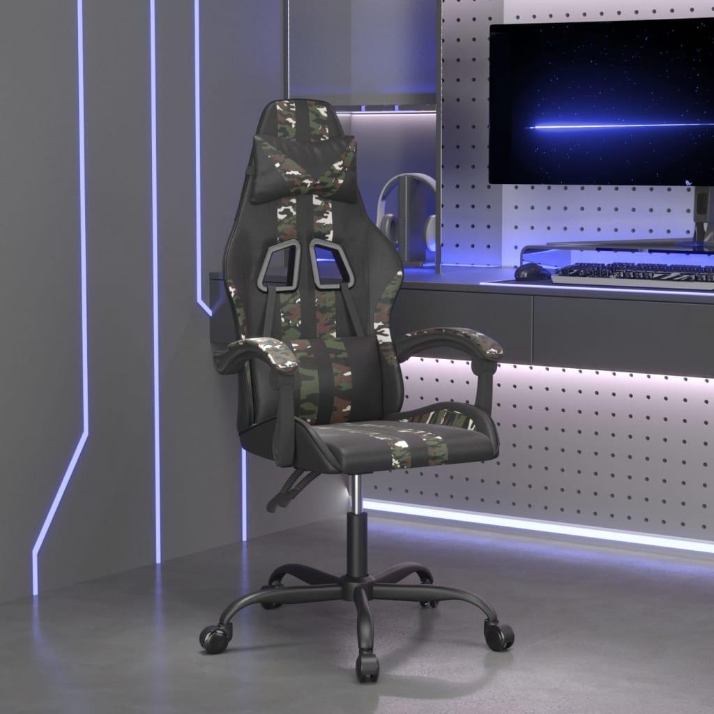 Gamingstol kunstlæder sort og camouflage
