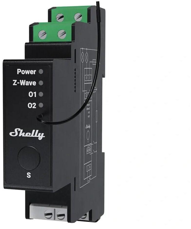 Shelly Wave Pro 2PM LR – 2-kanals Z‑Wave DIN-skinne relæ med energimåling
