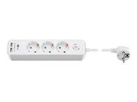 Goobay stikdåse 3 udtag med afbryder og 2x USB – 1,5 m, hvid billede