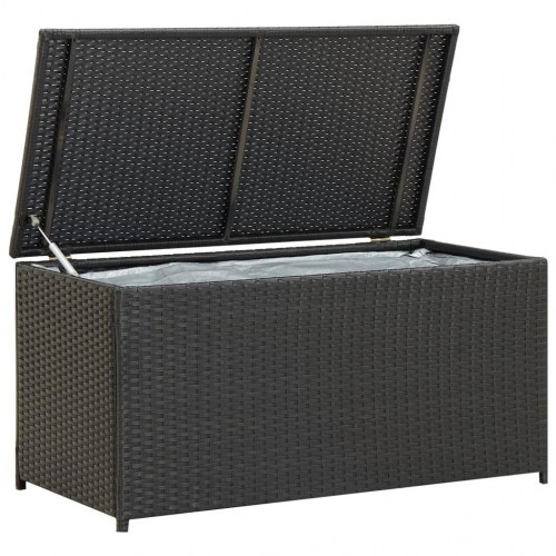 Opbevaringskasse til haven 100x50x50 cm polyrattan sort (OUTLET A)