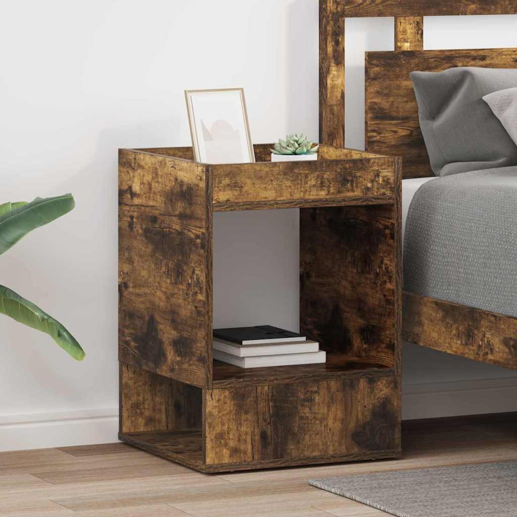 Endebord 2 stk Røget eg 40 x 40 x 56 cm Konstrueret træ