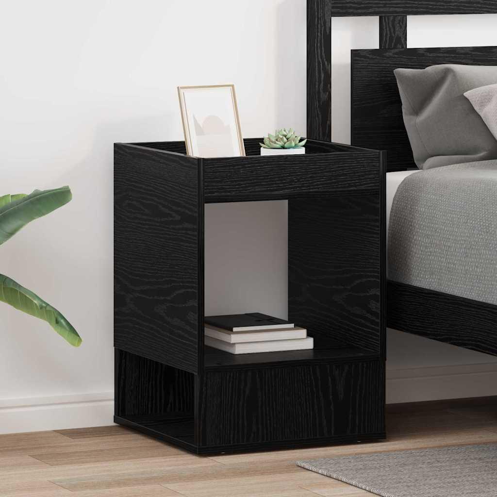 Endebord 2 stk Sort eg 40 x 40 x 56 cm Konstrueret træ