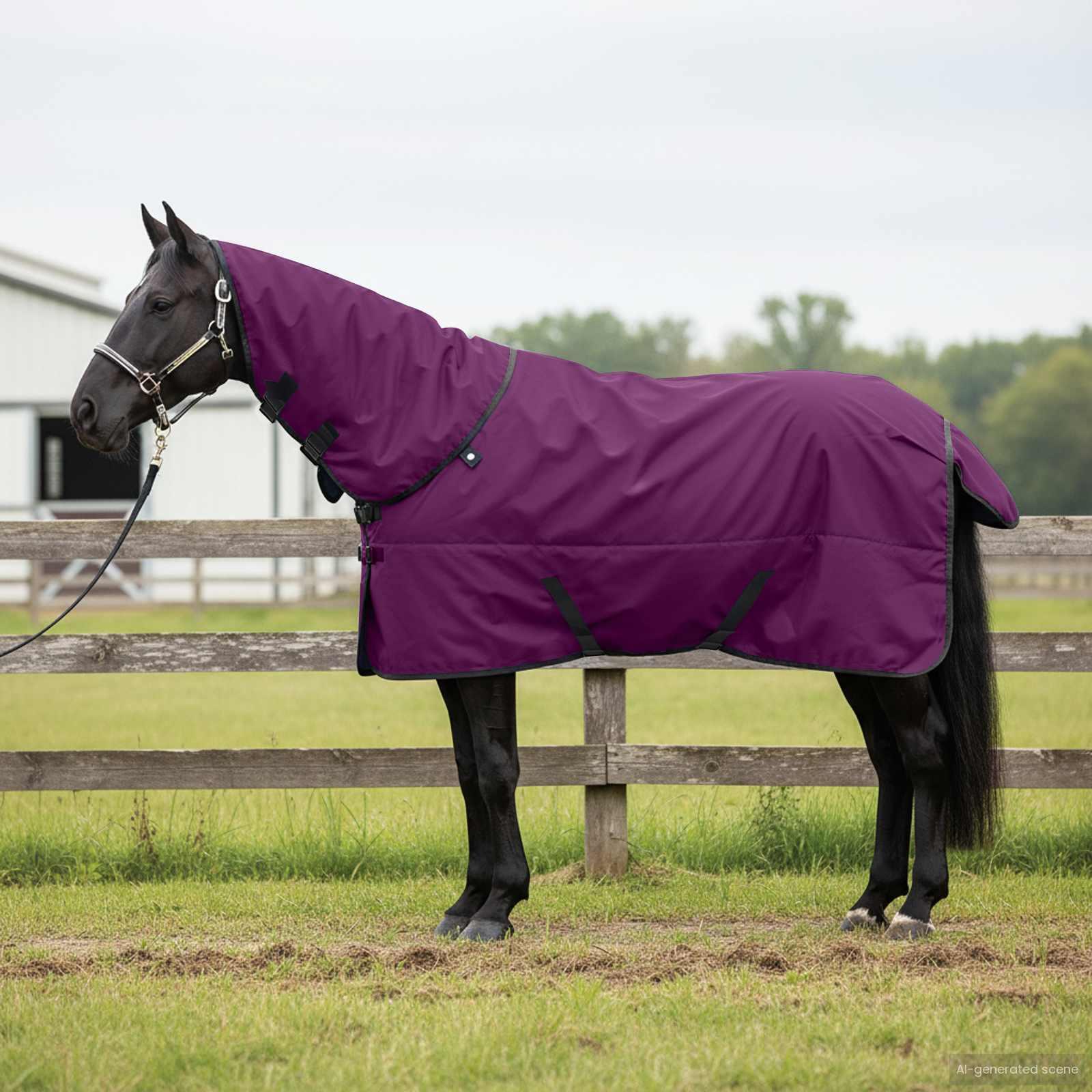 Hestetæppe Mørk Grøn og Sort 125 cm Polyester billede