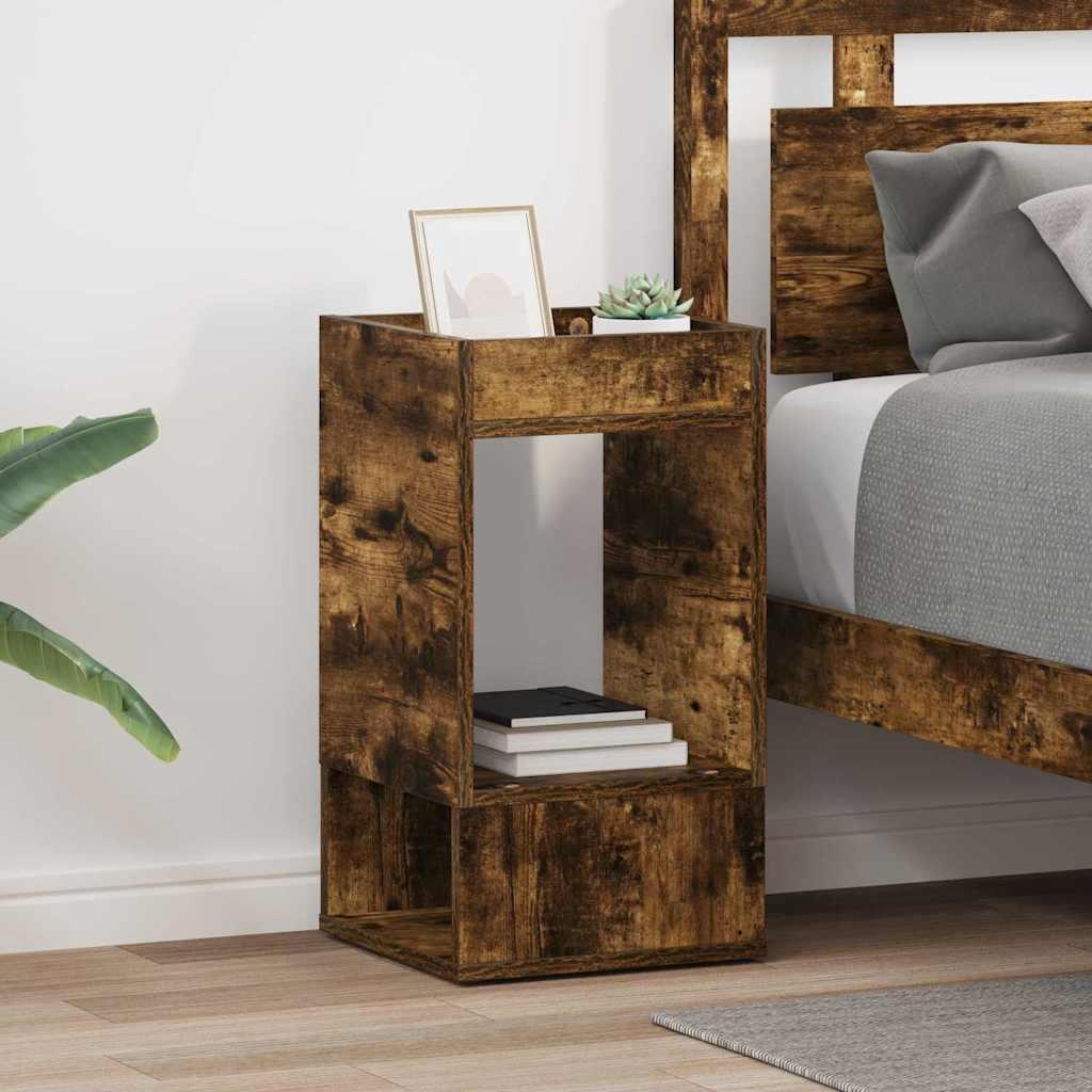 Endebord 2 stk Røget eg 30 x 30 x 56 cm Konstrueret træ