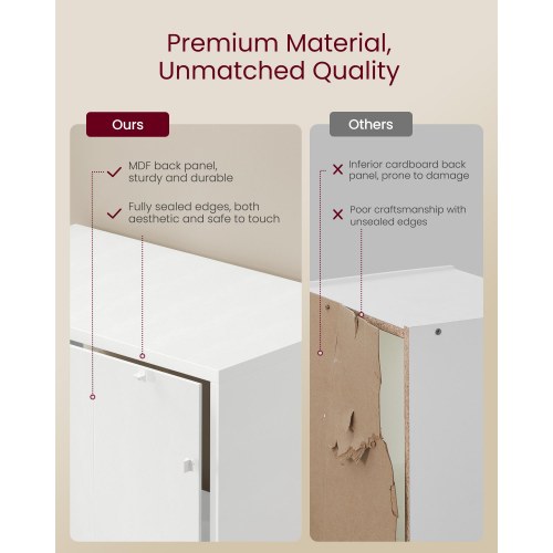 Høj smal bogreol med låge – 6 niveauer, justerbare hylder, 24 × 31,8 × 175 cm – cloud hvid