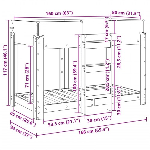 Køjeseng til Børn med madras Hvid 80 x 160 cm Konstrueret træ