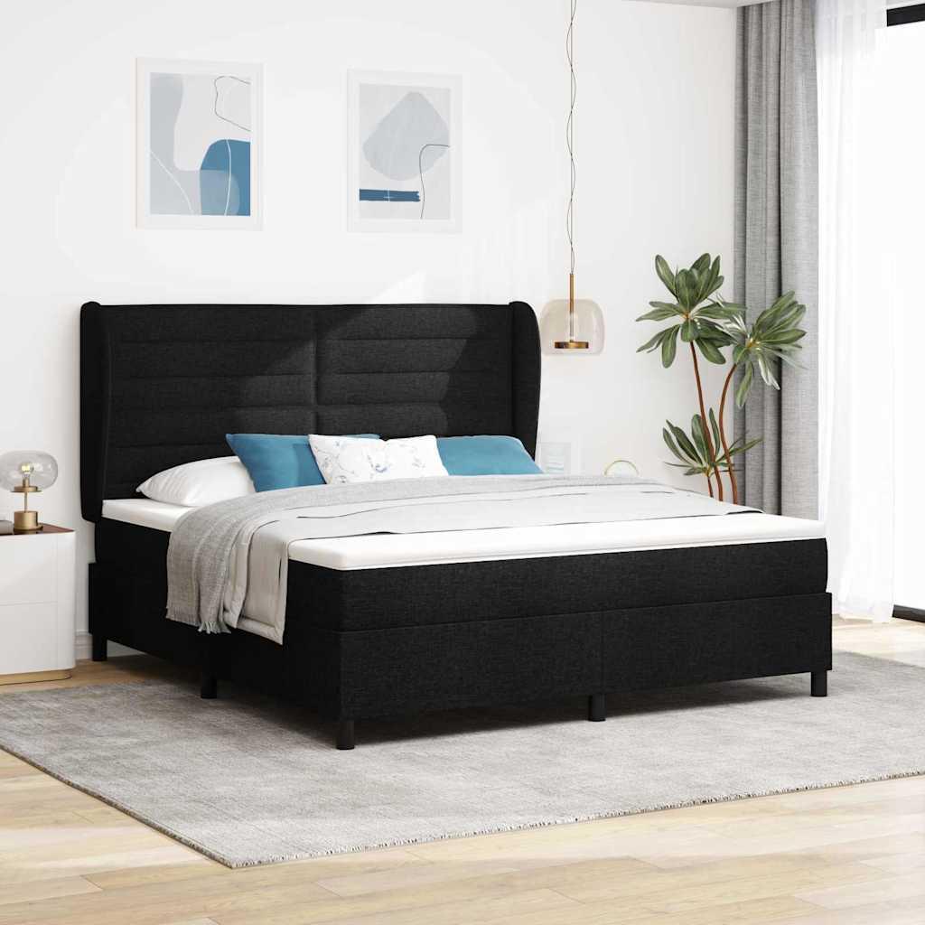 Kontinentalseng med madras Sort 180 x 200 cm Stof