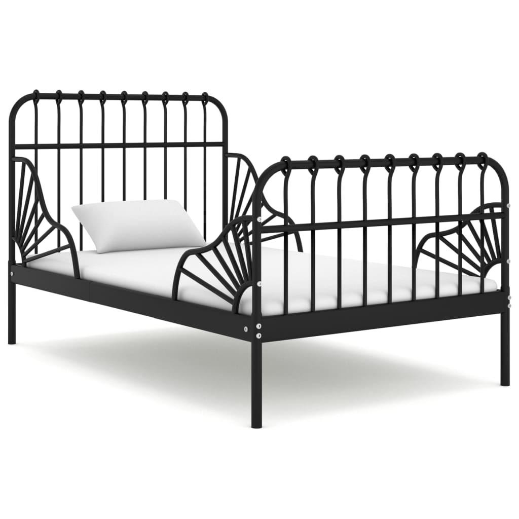 Udvideligt sengestel 80×130/200 cm metal sort