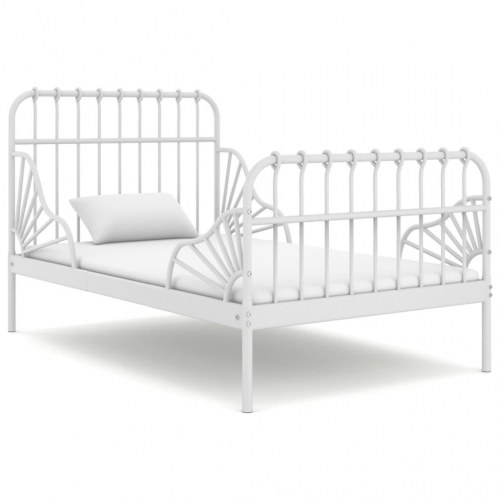 Udtrækkelig sengeramme i metal 80 x 130/200 cm - hvid