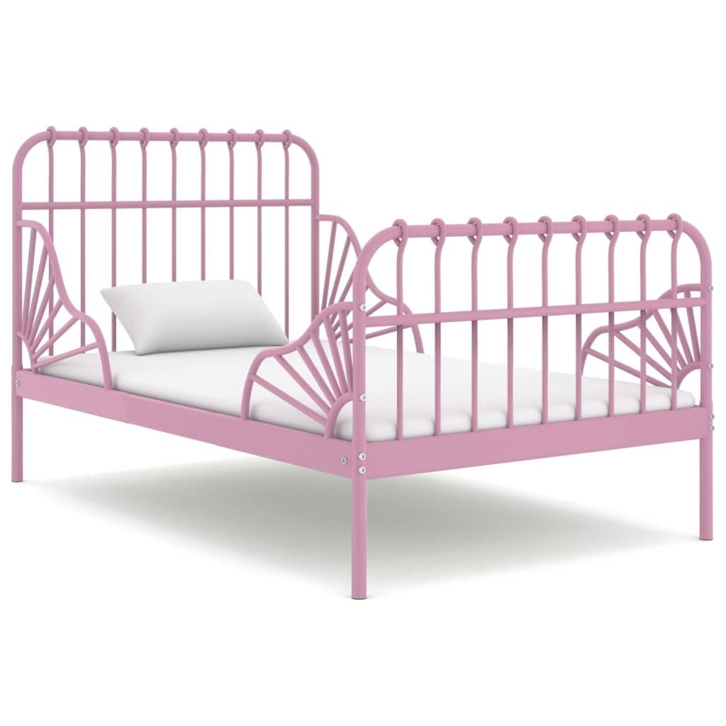 Udvideligt sengestel 80x130/200 cm metal pink billede