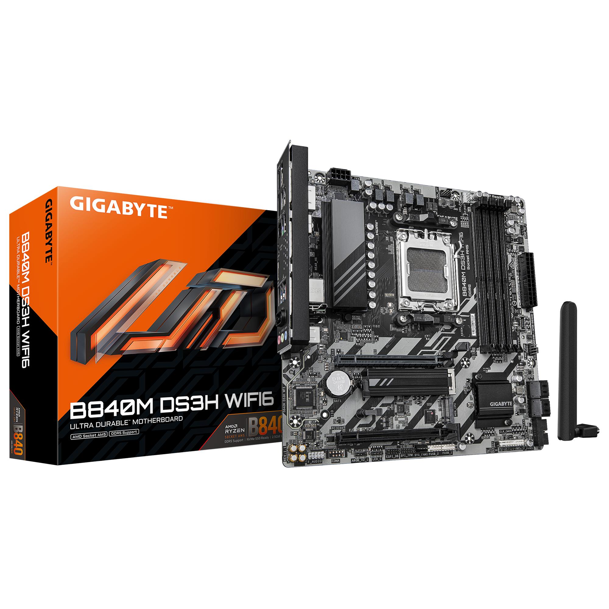 Gigabyte B840M DS3H WiFi 6 – micro ATX bundkort til AM5 billede