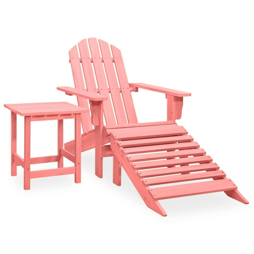 Adirondack-havestol med fodstøtte og bord massivt grantræ pink