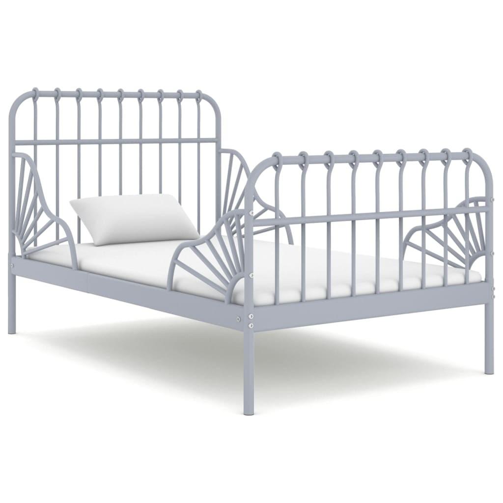 Udvideligt sengestel 80×130/200 cm metal grå
