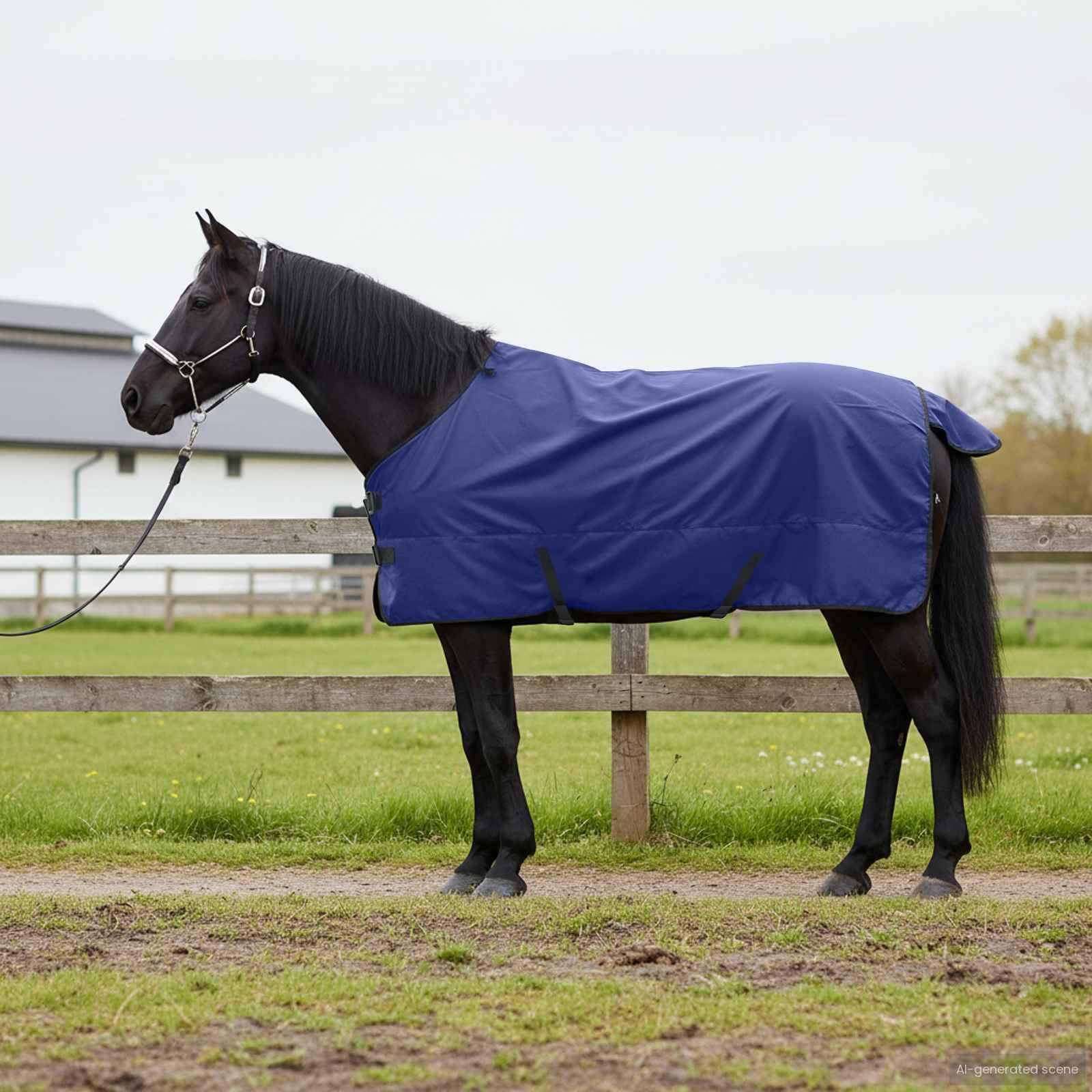Hestetæppe Mørk Grøn og Sort 145 cm Polyester
