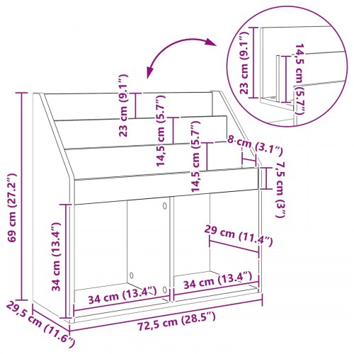 Børnebogreol Artisan Egetræ 72,5 x 29,5 x 69 cm Konstrueret træ