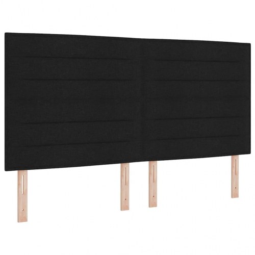 Sengegavl i sort stof - 180 x 7 x 118-128 cm