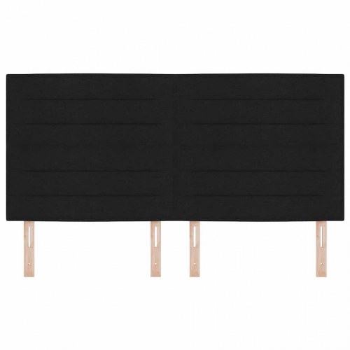 Sengegavl i sort stof - 180 x 7 x 118-128 cm
