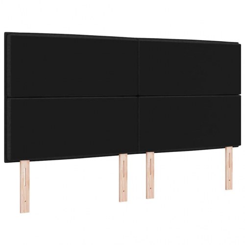Sengegavl i sort stof - 180 x 7 x 118-128 cm