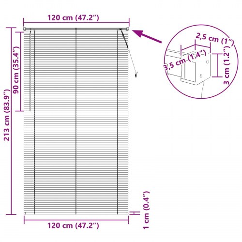 Persienner Indstillelig Mørk Brun med Mønster 213 x 120 cm PVC
