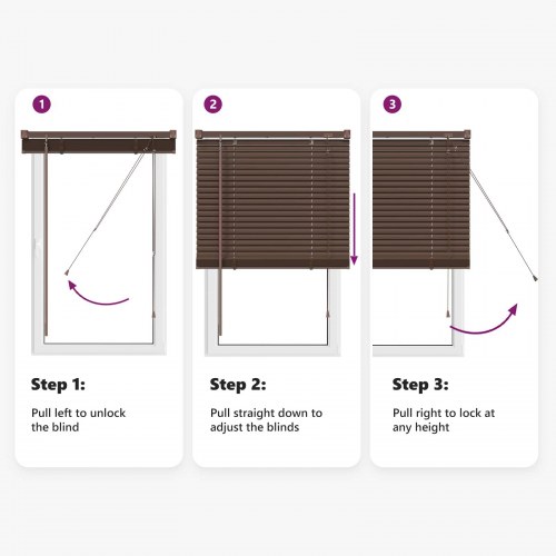 Persienner Indstillelig Mørk Brun med Mønster 213 x 120 cm PVC