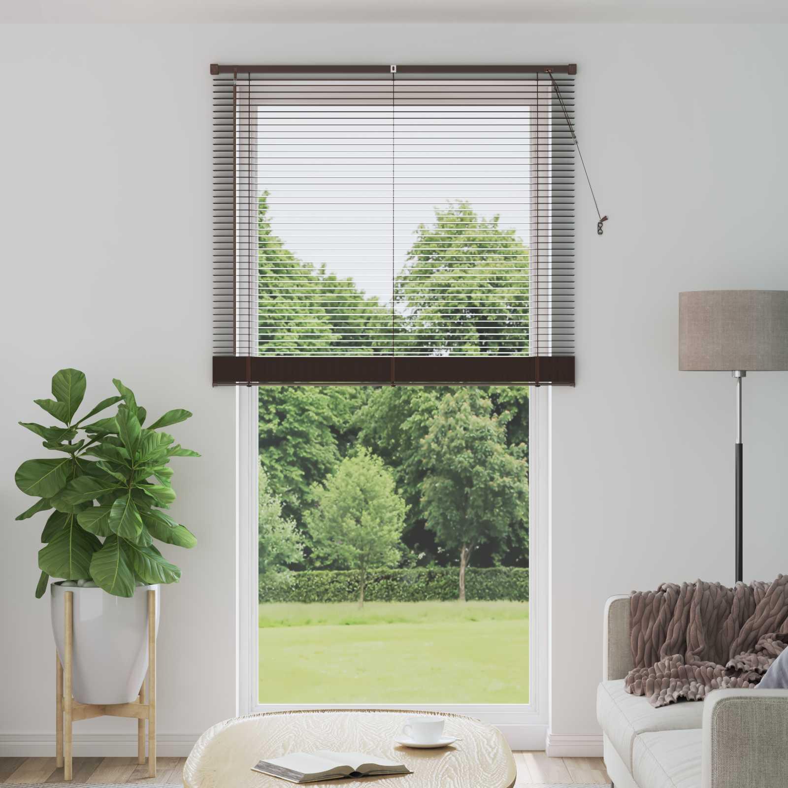 Persienner Indstillelig Mørk Brun med Mønster 213 x 110 cm PVC