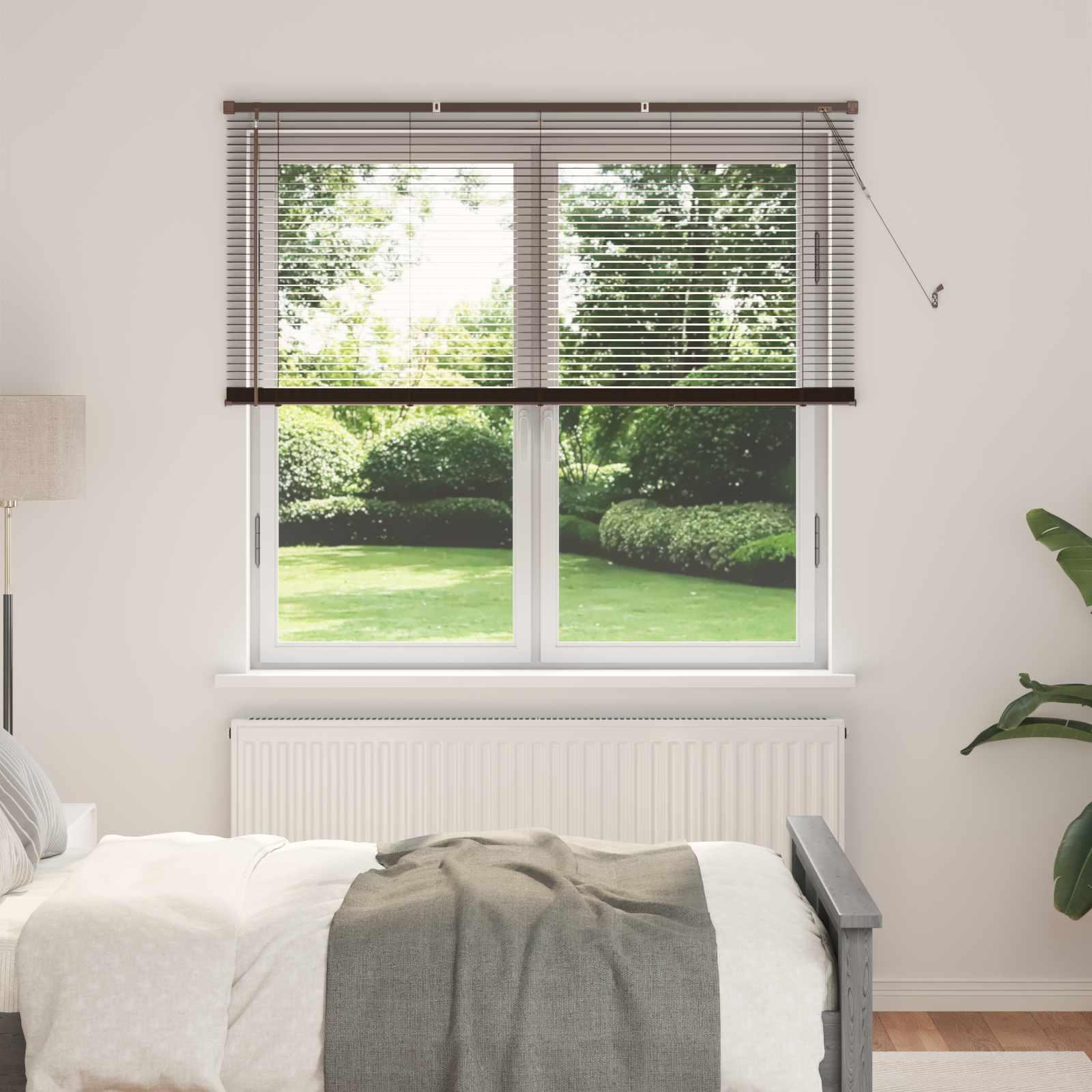 Persienner Mørkebrun med træmønster 160 x 150 cm PVC