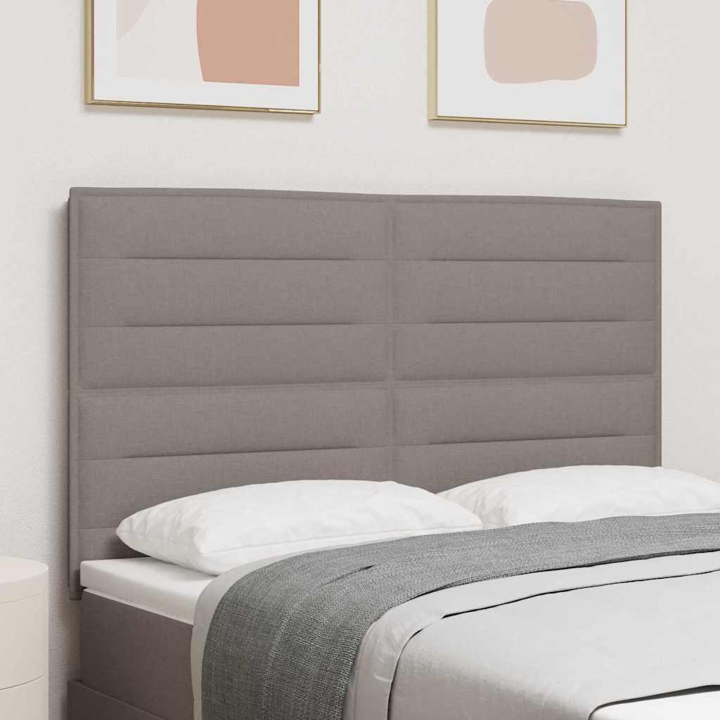 LED sengegavl med RGB-lys - gråbrun stof, 144 cm, højdejusterbar
