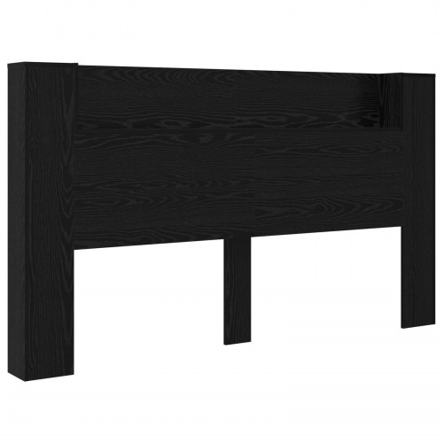 Sengegavl med LED og hylder - sort eg, 180 x 16,5 x 103,5 cm