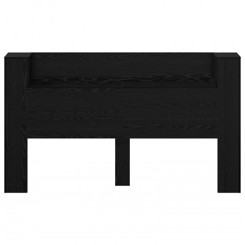 Sengegavl med LED og hylder - sort eg, 180 x 16,5 x 103,5 cm