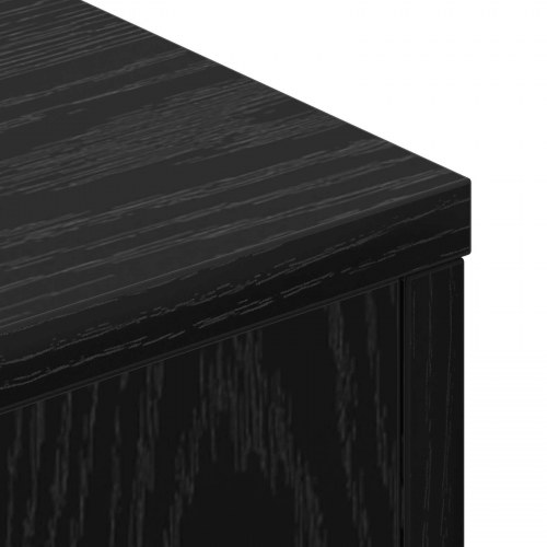 Sengegavl med LED og hylder - sort eg, 180 x 16,5 x 103,5 cm