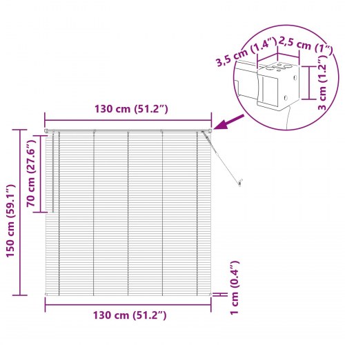 Persienner Indstillelig Mørk Brun med Mønster 150 x 130 cm PVC