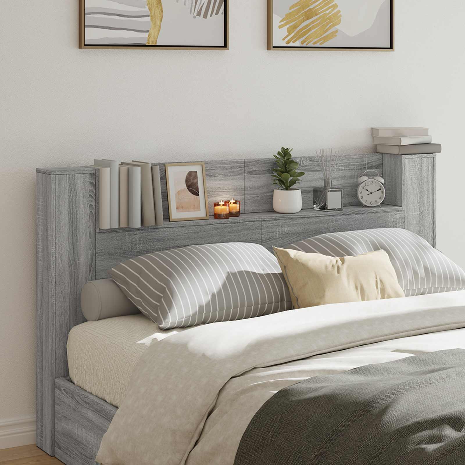Hovedgærde Kabinet Med Led Sonoma 120 X 16,5 X 103,5 Cm - Grå Sonoma / 180 cm