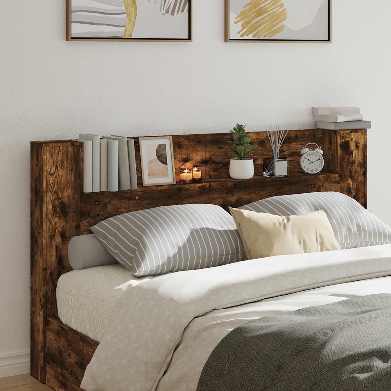 Hovedgærde Kabinet Med Led Sonoma 120 X 16,5 X 103,5 Cm - Røget eg / 180 cm