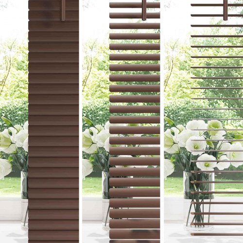 Persienner Indstillelig Mørk Brun med Mønster 150 x 60 cm PVC