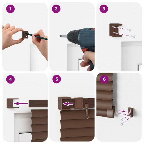 Persienner Indstillelig Mørk Brun med Mønster 150 x 60 cm PVC