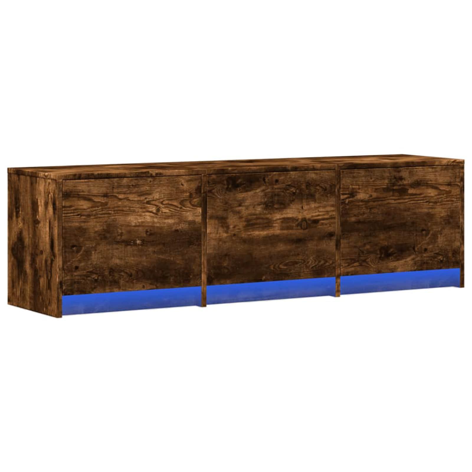 TV-skab med LED Røget eg 140 x 34 x 40 cm Konstrueret træ