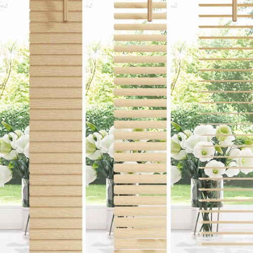 Persienner Indstillelig Lys Brun med Mønster 213 x 130 cm PVC