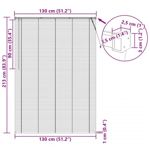 Persienner Indstillelig Lys Brun med Mønster 213 x 130 cm PVC