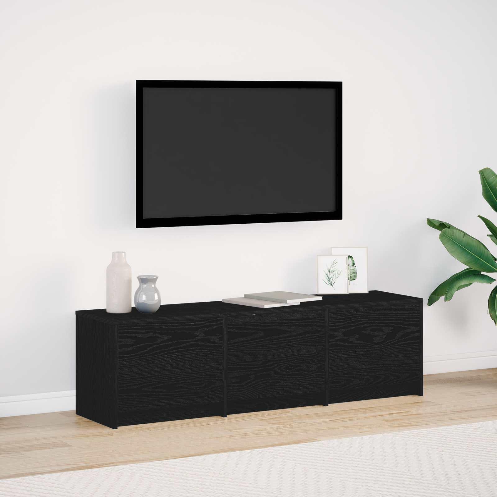 TV-skab med LED Sort eg 140 x 34 x 40 cm Konstrueret træ