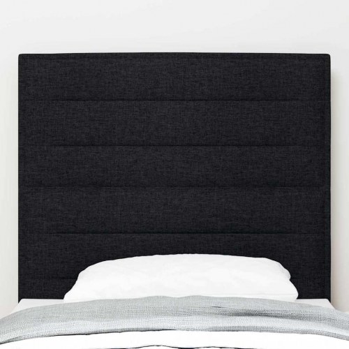 LED-sengegavl sort 90 cm stof