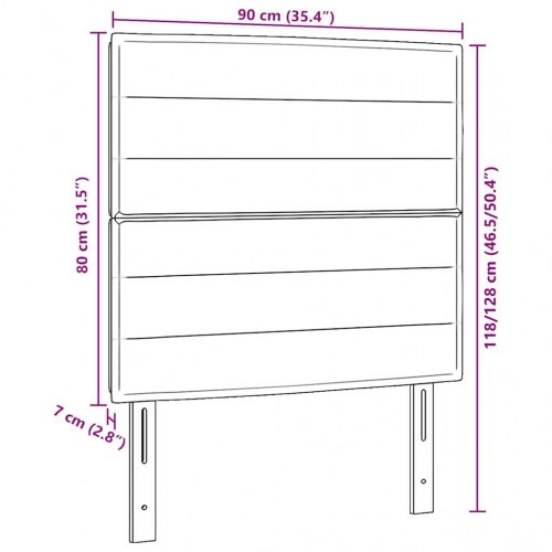 LED-sengegavl sort 90 cm stof