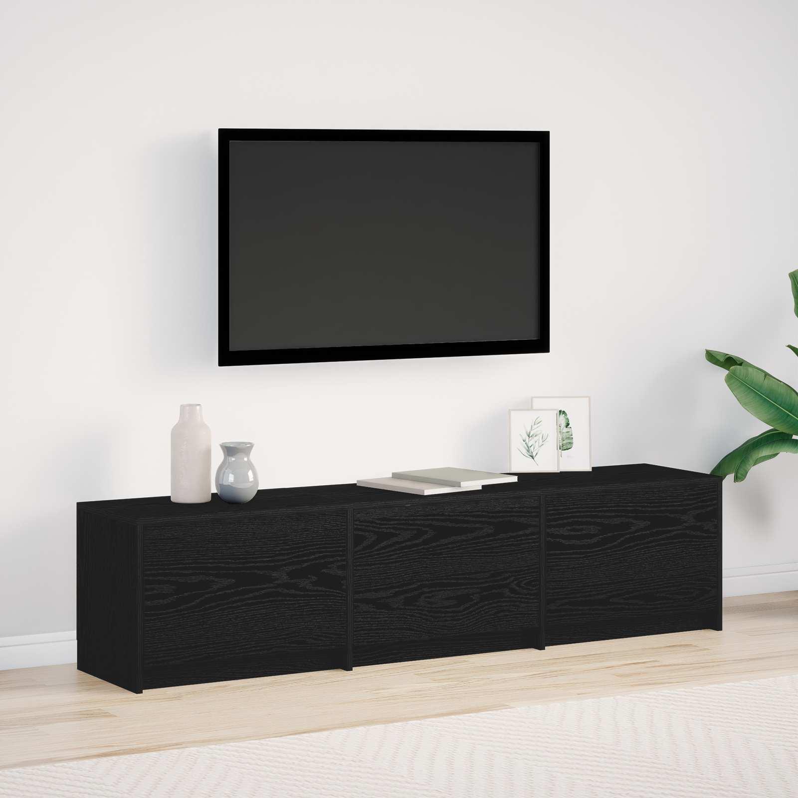 TV-skab med LED Sort eg 165 x 34 x 40 cm Konstrueret træ