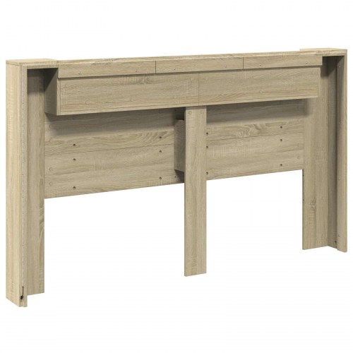 Sengegavl med LED og hylder - Sonoma-eg, 180 cm